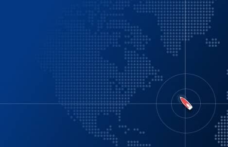 Satellite view of ocean with vessel tracking overlay